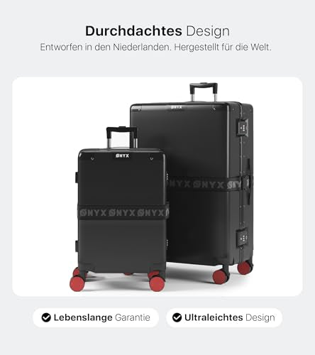 ONYX hard-shell travel suitcase set (2 pieces) with aluminum closures, TSA lock, 360° wheels