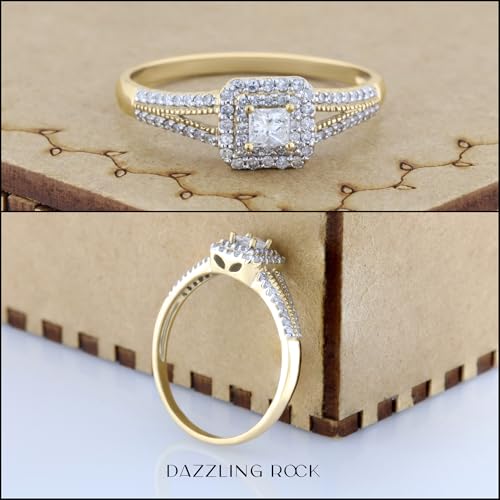 DazzlingRock 'Princess & Round Collection' (K2322-14KY-10) 14K yellow gold, round cut, J diamond