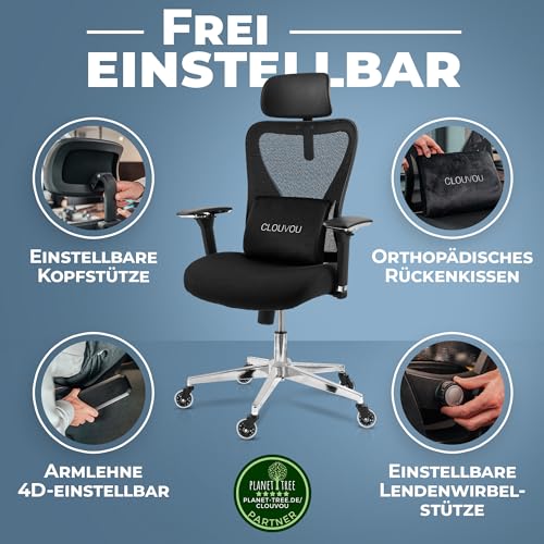 CleverSeat Bürostuhl Ergonomisch 100% individuell einstellbar | Drehstuhl >150kg