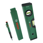 Bosch marking set with spirit level 25cm, scale 2m and deep hole marker pencil