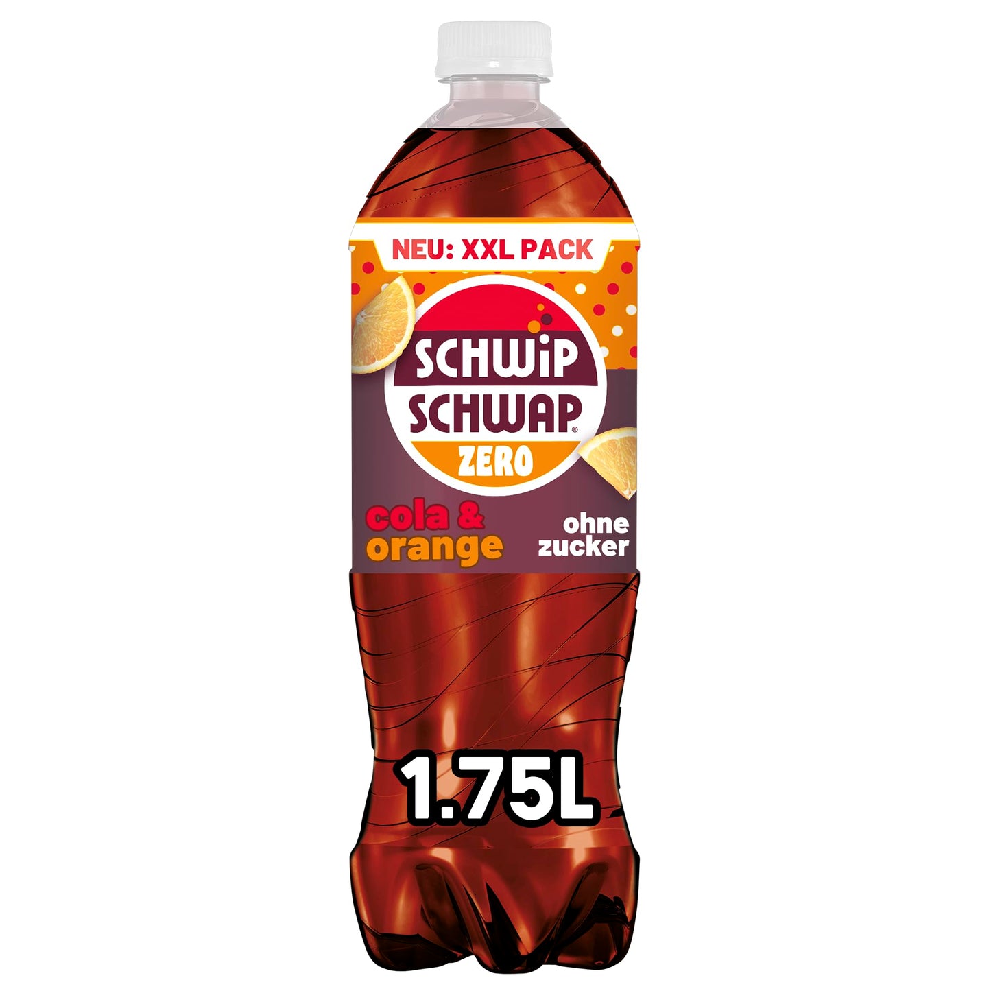 Schwip-Schwap ZERO XXL-Pack (6x 1.75l): Caffeinated cola soft drink with orange