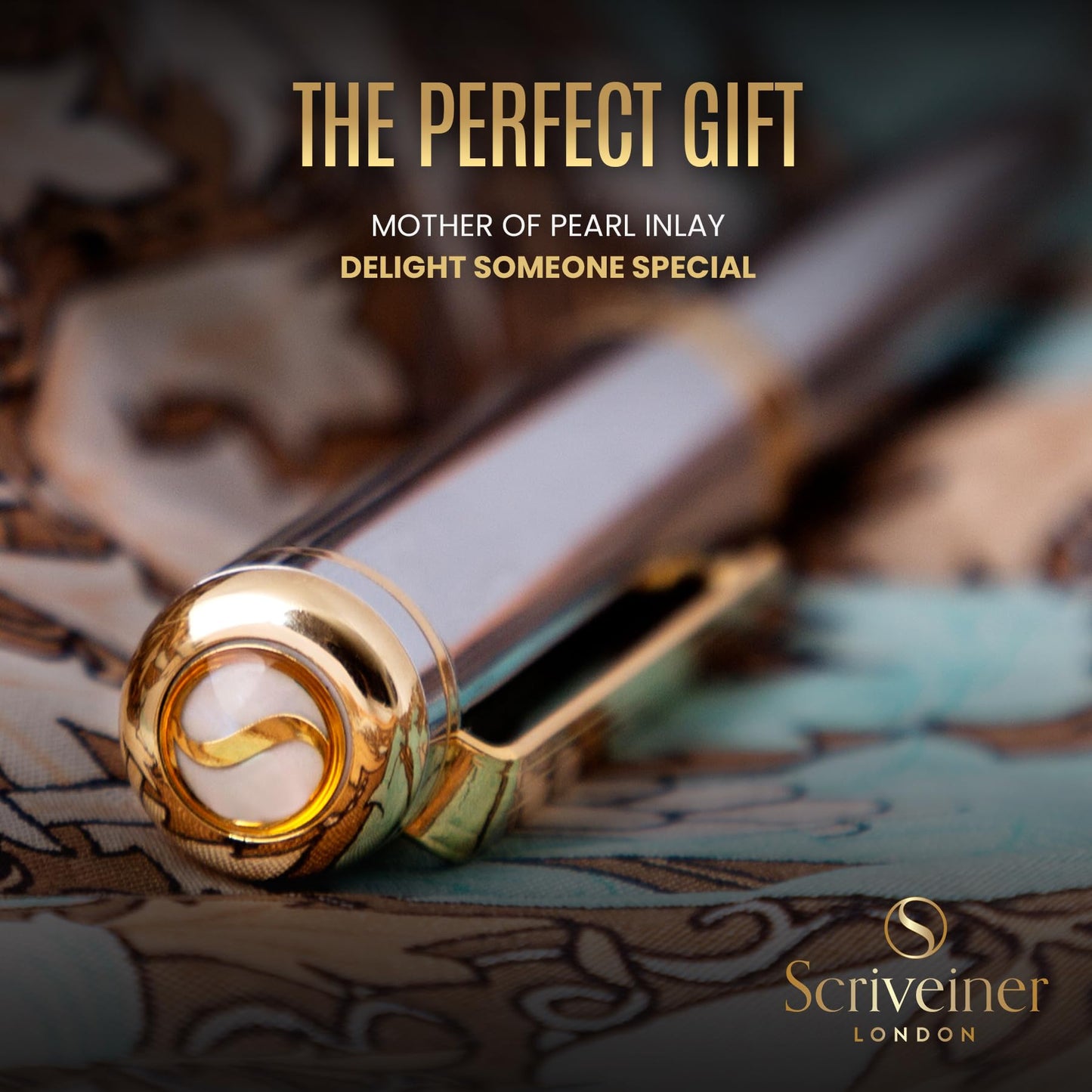 Scriveiner Silver Fountain Pen with Real Gold Finish, Schmidt Gold-Plated Nib (Medium), Best Gift for Men and Women, Managers, Executives (Silver Chrome)