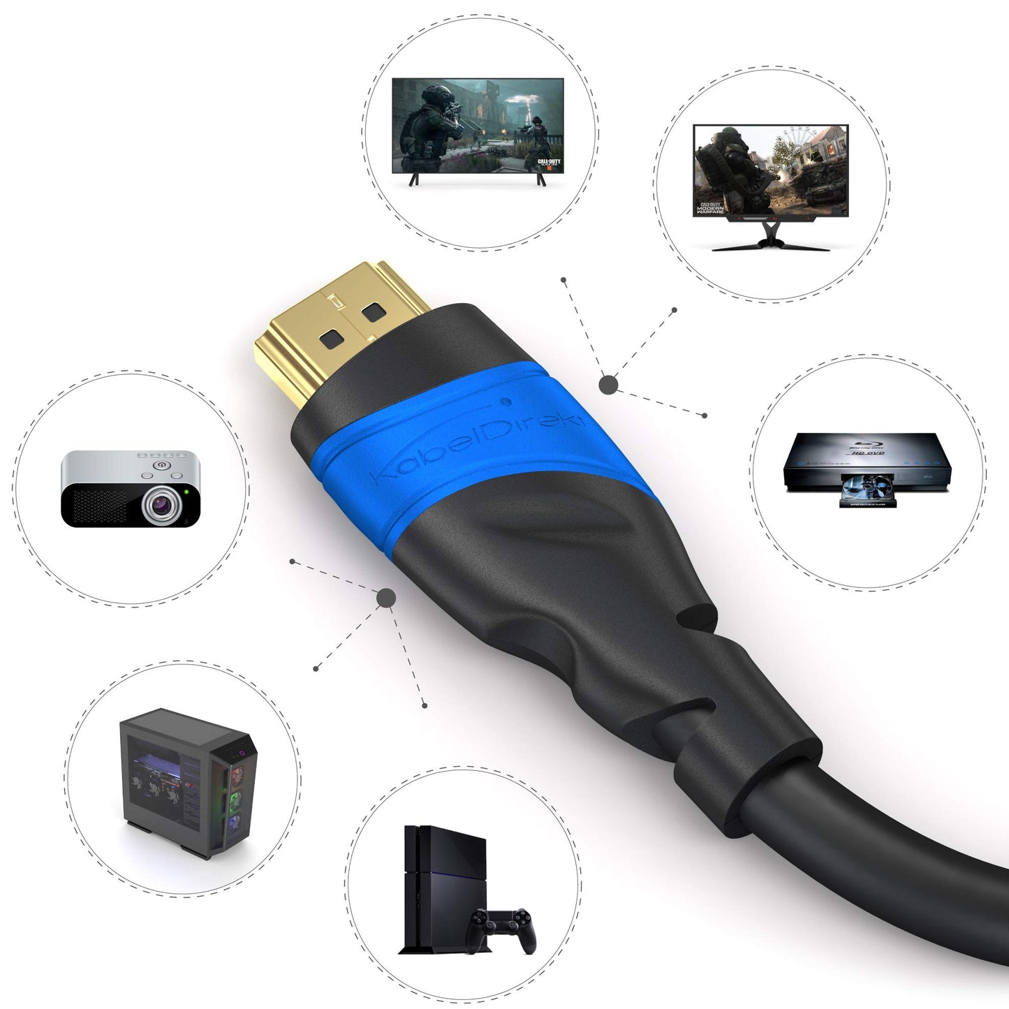 KabelDirekt 4K & 8K High Speed HDMI Cable with Ethernet (1m): Designed in Germany