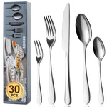 BEWOS cutlery set for 6 people (30 pieces): Mirror polished, dishwasher safe