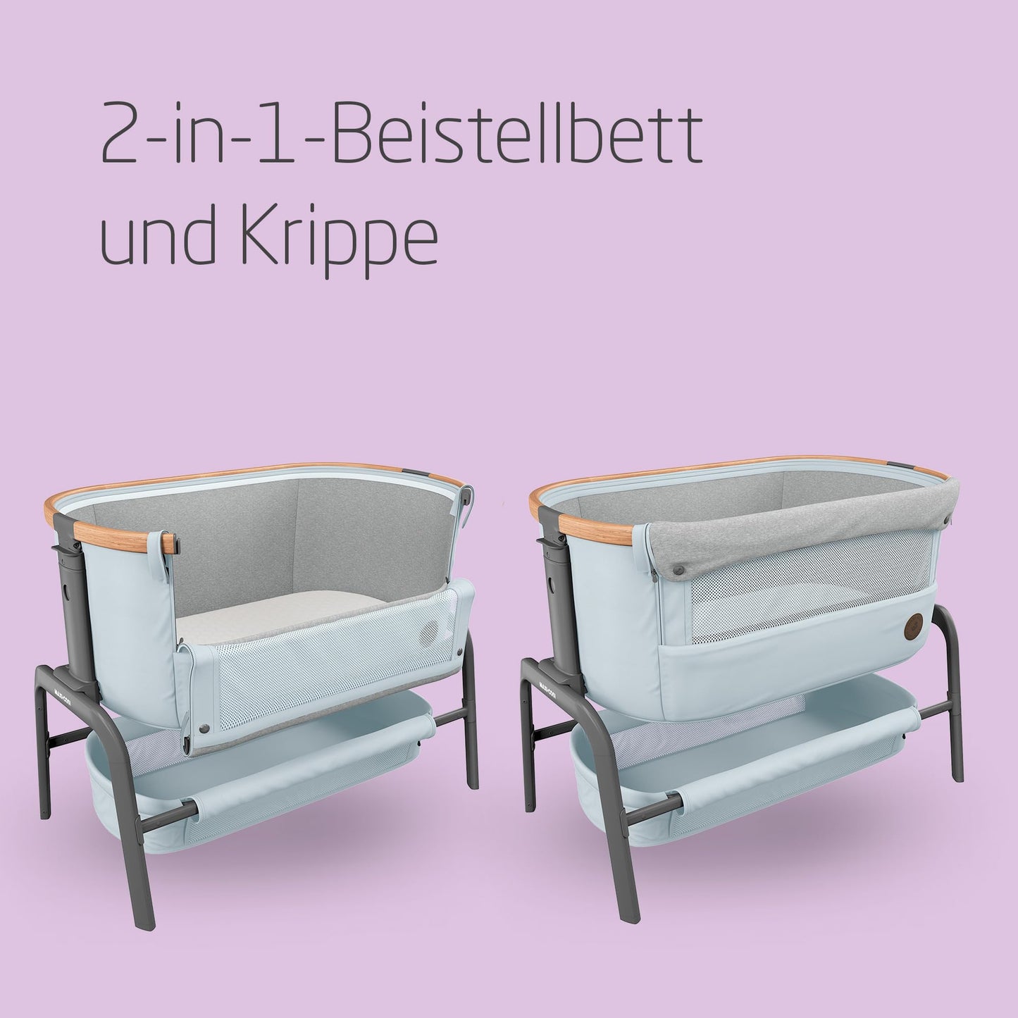 Maxi-Cosi Iora Beistellbett Baby: Faltbares Co-Sleeper, 0-6 Monate, max. 9kg, 4 Neigungs- und 5 Höhenstufen