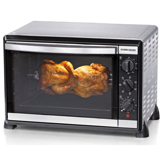 ROMMELSBACHER Back & Grill Ofen (BG 1805/E) mit Doppelverglasung, Innenbeleuchtung, Zeitschaltuhr, 1800W