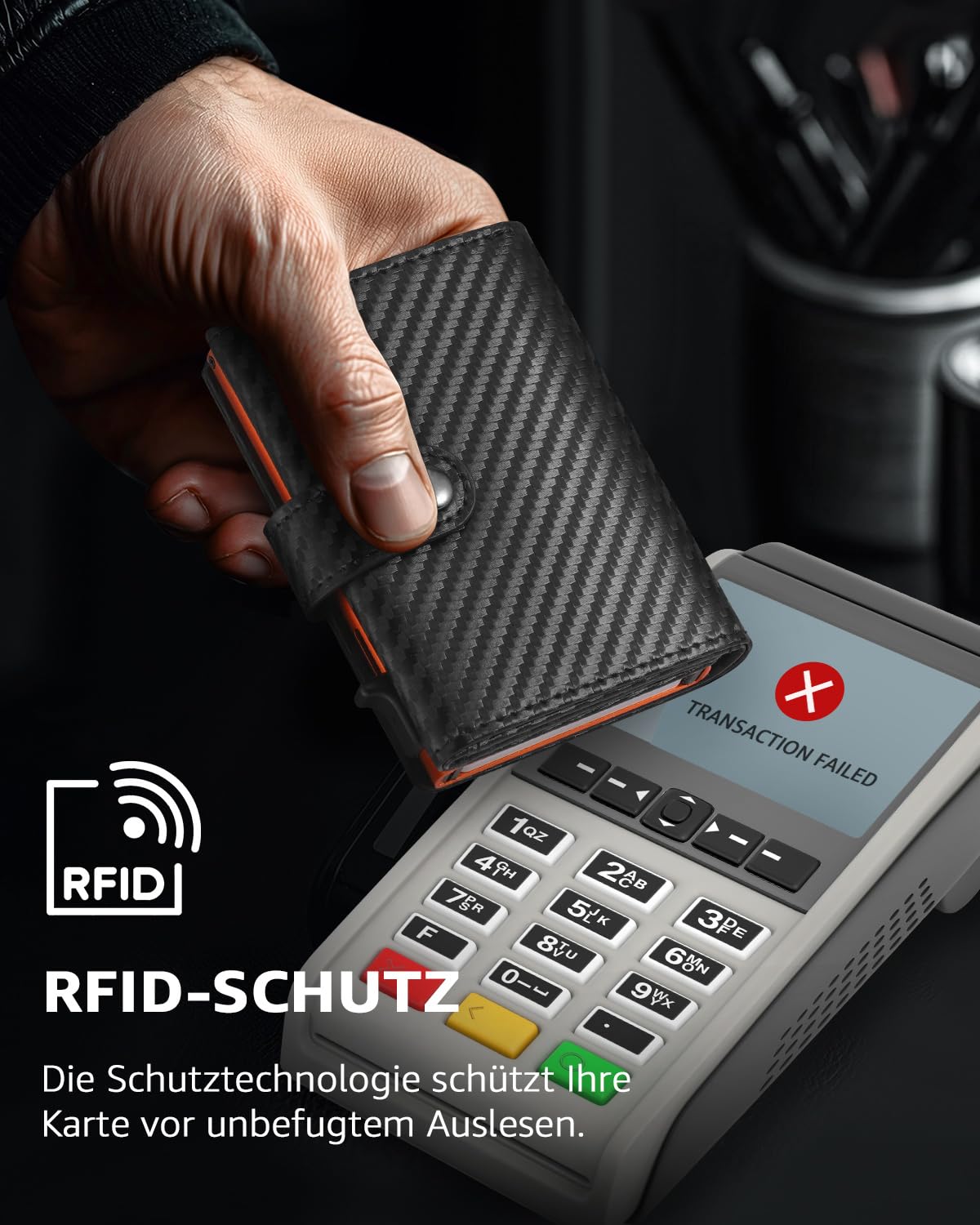 Slim Wallet-Geldbörse für Herren mit Münzfach & RFID Schutz: Kreditkartenetui
