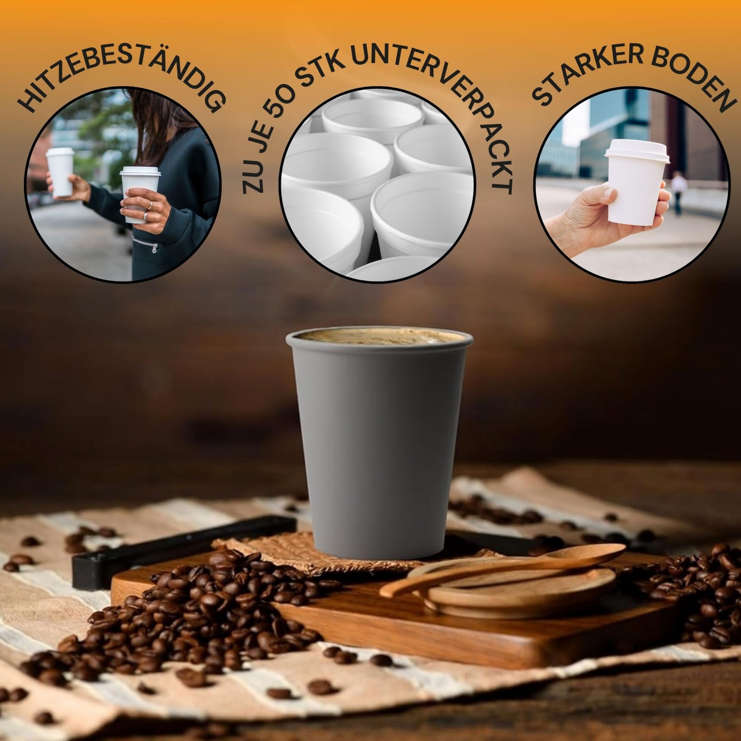 LogiPack GeRo 260ml coffee cups (200 pieces): Heat-resistant hot beverage cups