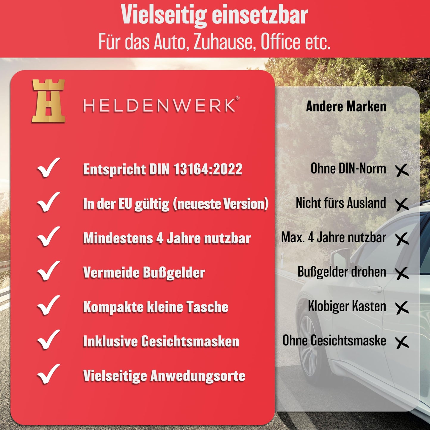 HELDENWERK vehicle first aid kit (Standard 2025): First aid kit, StVO compliant