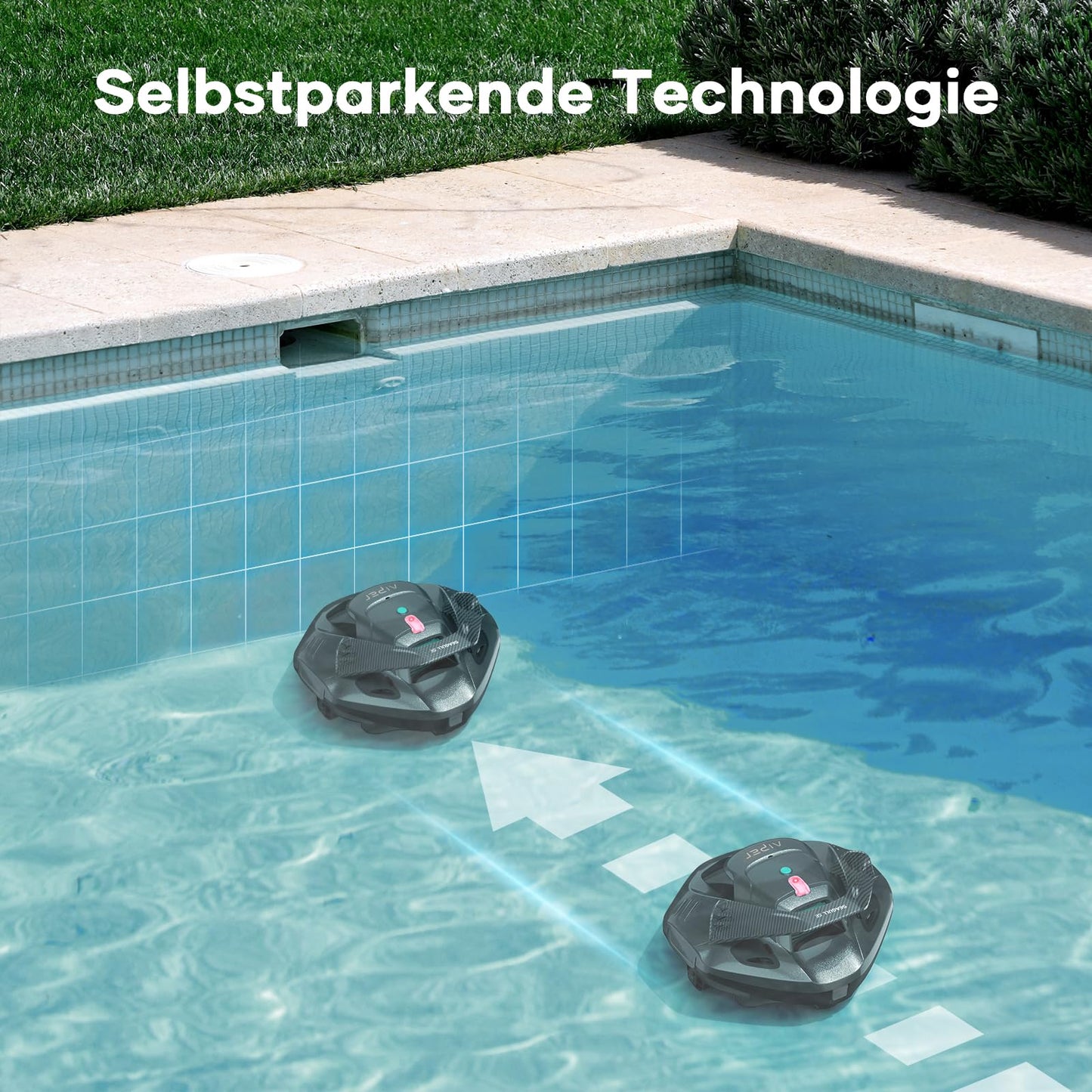 AIPER Cordless Pool Vacuum with Battery (90 min. Runtime): LED indicators, dual drive