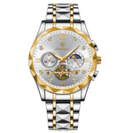 POEDAGAR Herren Armbanduhr | leuchtende Chronographen, Edelstahl