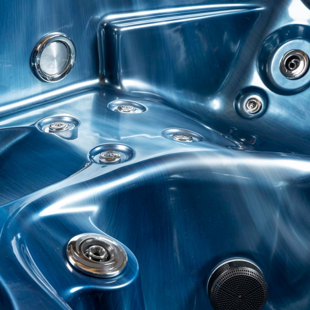 Outdoor whirlpool 'Torina Ocean Blue' for 5 people: With powerful massage & LED color light therapy