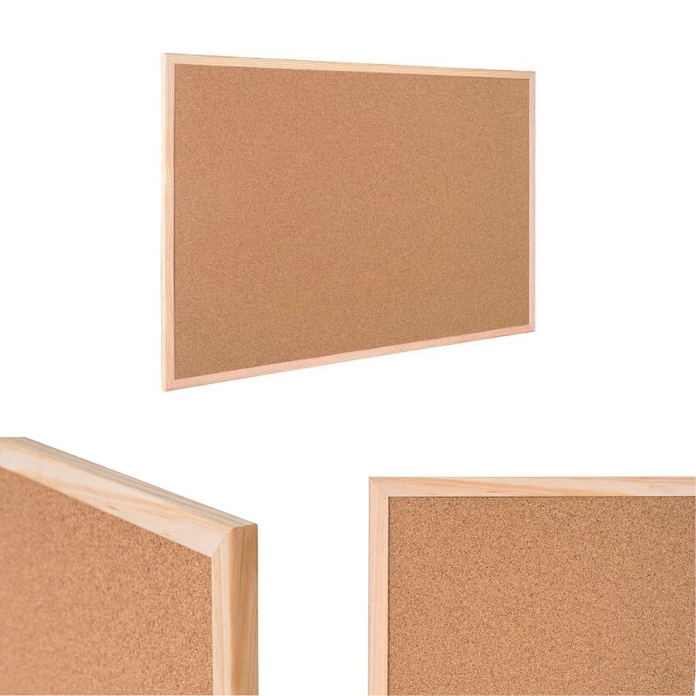 Bi-Office Korktafel-Pinnwand mit Holzrahmen (60x45cm) in verschiedenen Größen