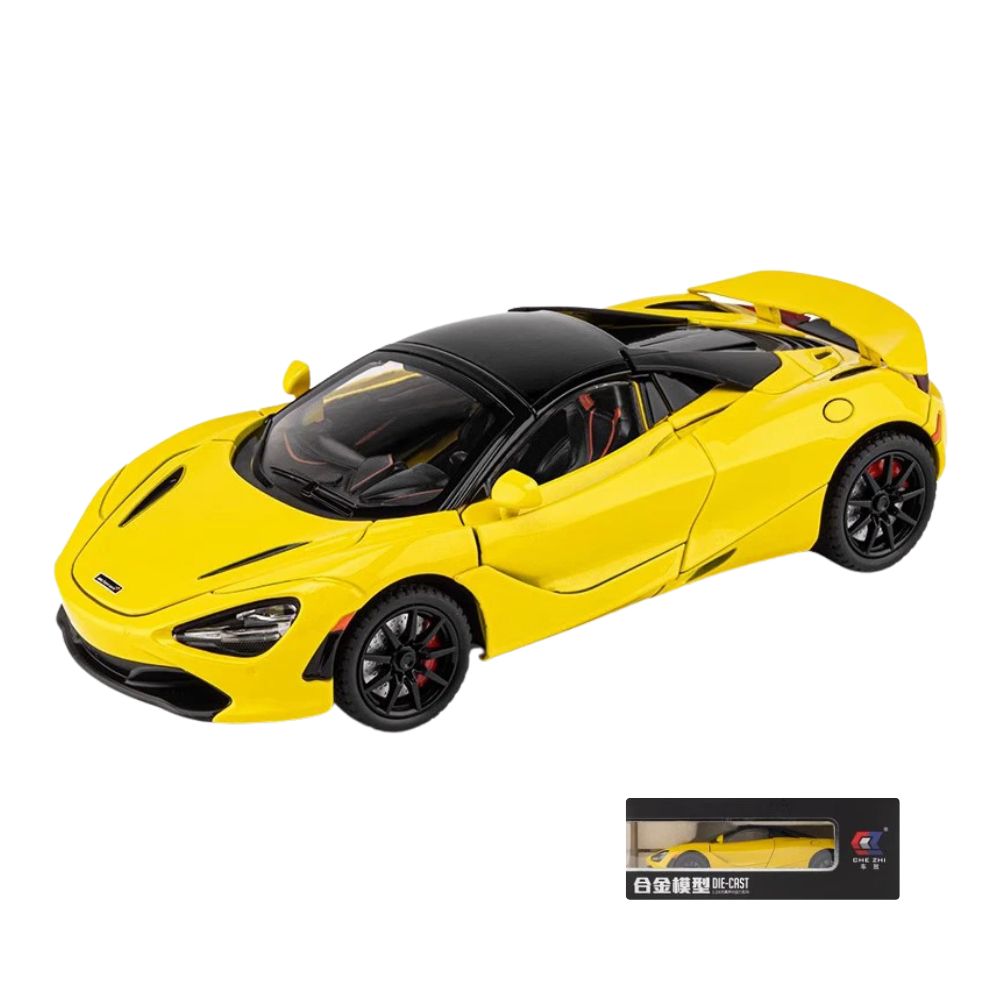 McLaren 720S Modellauto (1:24): Super Sportwagen aus Metall mit Licht & Sound (Gelb)