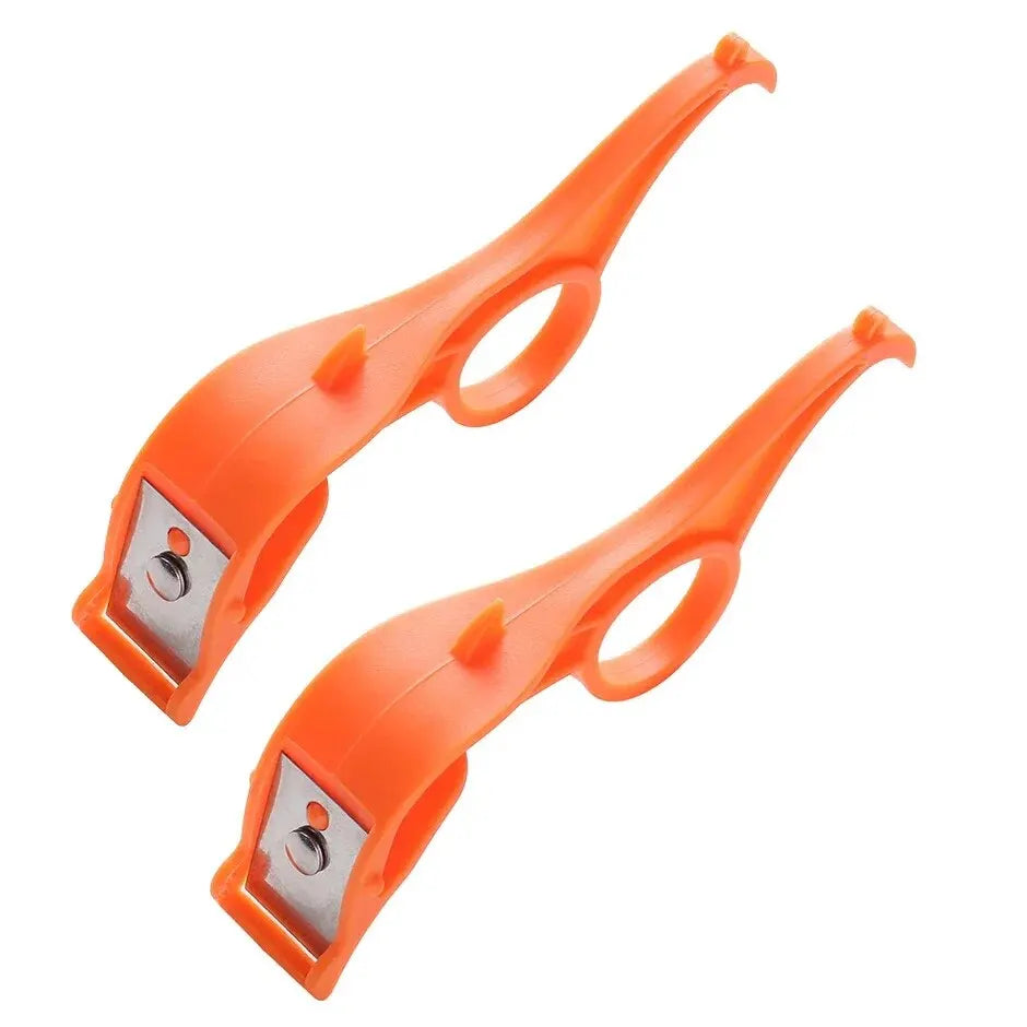 2x Edelstahl Obst-, Apfel-, Orangen-, Kiwi- und Gemüseschäler (Orange)