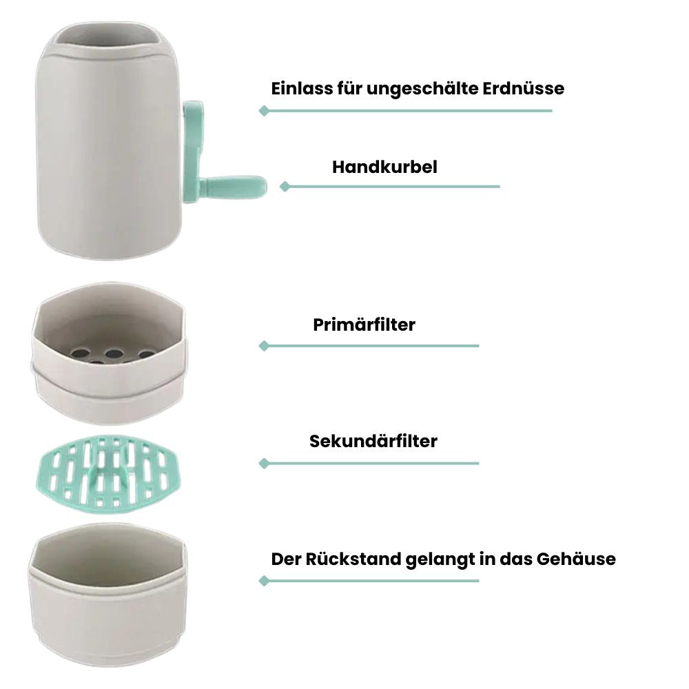 Erdnussschaler und Peller mit Handkurbel | Schalenentfernung für Pistazien, Erdnüsse etc.
