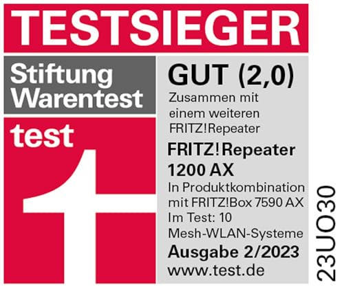 AVM FRITZ!Repeater 1200 AX - WLAN Mesh Repeater with Wi-Fi 6 &amp; Gigabit LAN