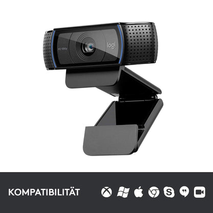 Logitech C920 HD PRO Webcam, Full HD 1080p, 78° field of view, autofocus, clear stereo sound, exposure compensation, USB connection, for Skype, FaceTime, Hangouts, etc., PC/Mac/ChromeOS/Android - Black