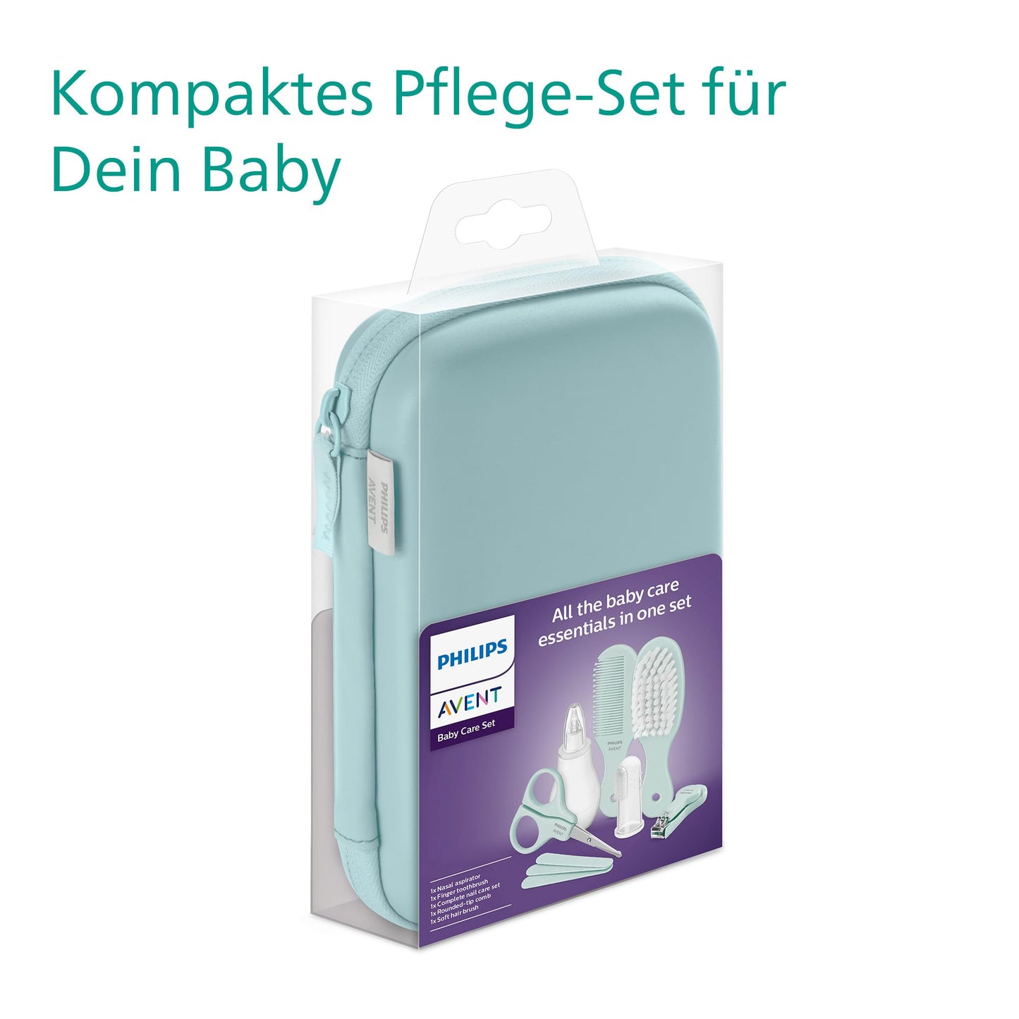 Philips Avent Baby Care Starter Set with 9 accessories including nasal aspirator and finger toothbrush