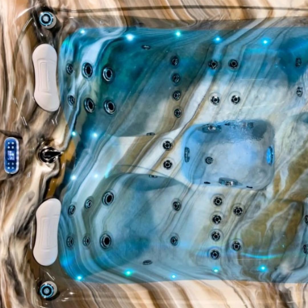 poolomio® massage whirlpool made of Aristech acrylic for 3 people: | Wi-Fi, speaker, LED light