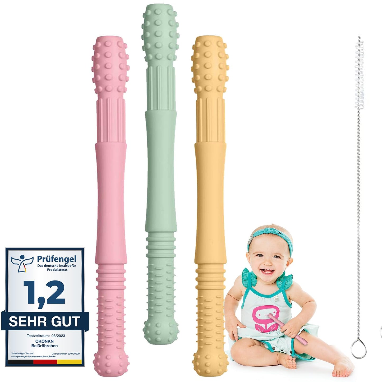OKONKN Teething Tubes (6 pieces): Silicone teething aid - BPA-free &amp; coolable