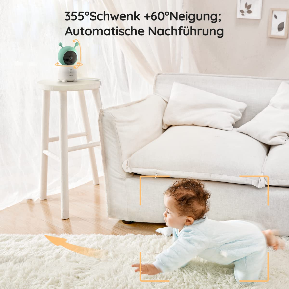 BOIFUN baby monitor with 2 cameras &amp; app control: 2K HD, 4× zoom, sound detection