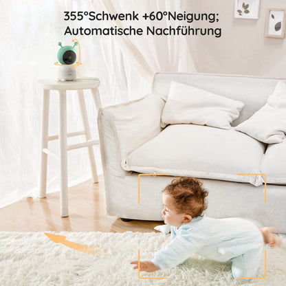 BOIFUN baby monitor with 2 cameras &amp; app control: 2K HD, 4× zoom, sound detection