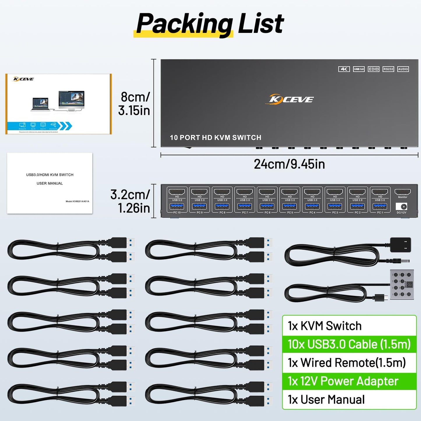 MLEEDA 10-Port HDMI KVM Switch: Professional control for multiple PCs with a single monitor