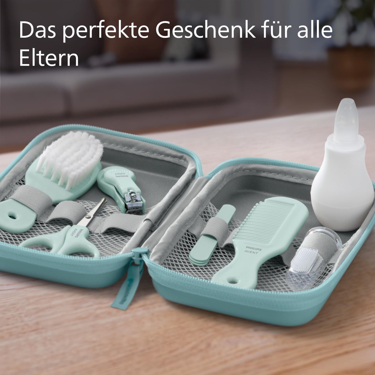 Philips Avent Baby Care Starter Set with 9 accessories including nasal aspirator and finger toothbrush