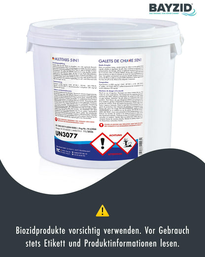 BAYZID 5-in-1 Chlor-Multitabs Tabletten für Pool (200g-5kg): Für kristallklares Poolwasser