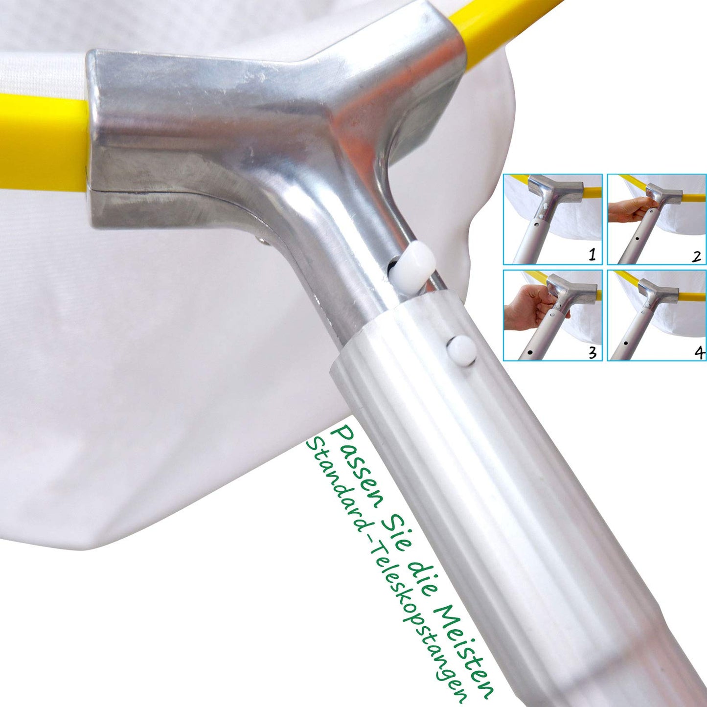 Heavy-duty leaf net with aluminum frame: Deep net for pool cleaning