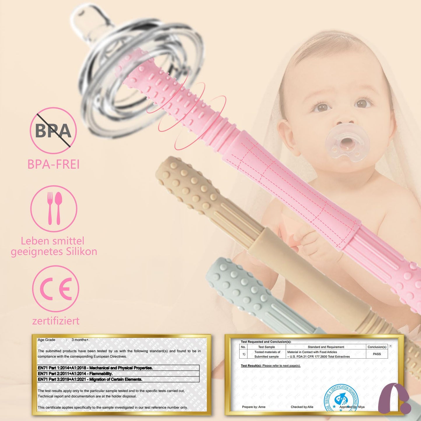 OKONKN Teething Tubes (6 pieces): Silicone teething aid - BPA-free &amp; coolable