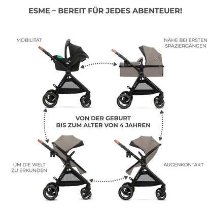 Kinderkraft ESME 3-in-1 multifunctional stroller: carrycot, stroller, Maxi-Cosi