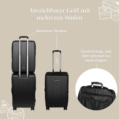 CASYRO hard-shell travel suitcase 'M' with folding lid: Can be used as a wardrobe | Black