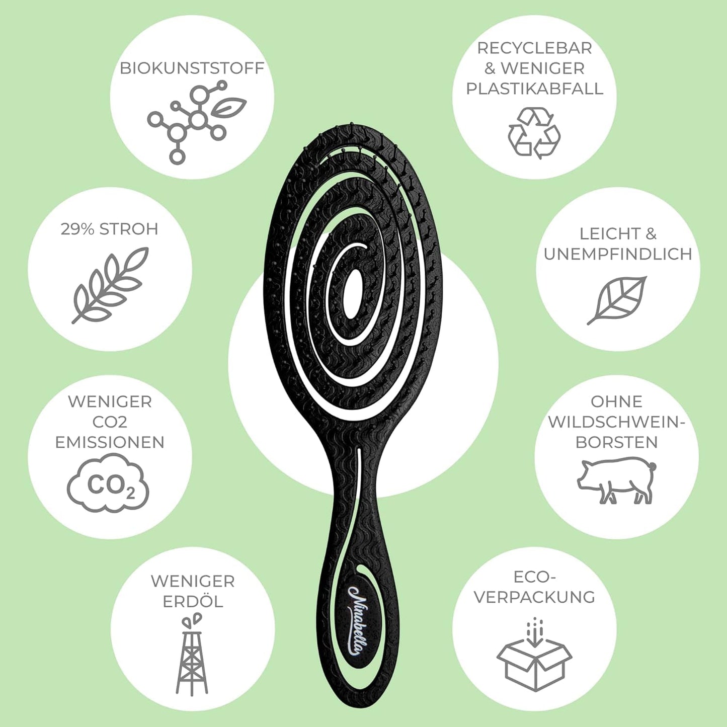 Ninabella Detangling Brush - For all hair types &amp; sustainable care