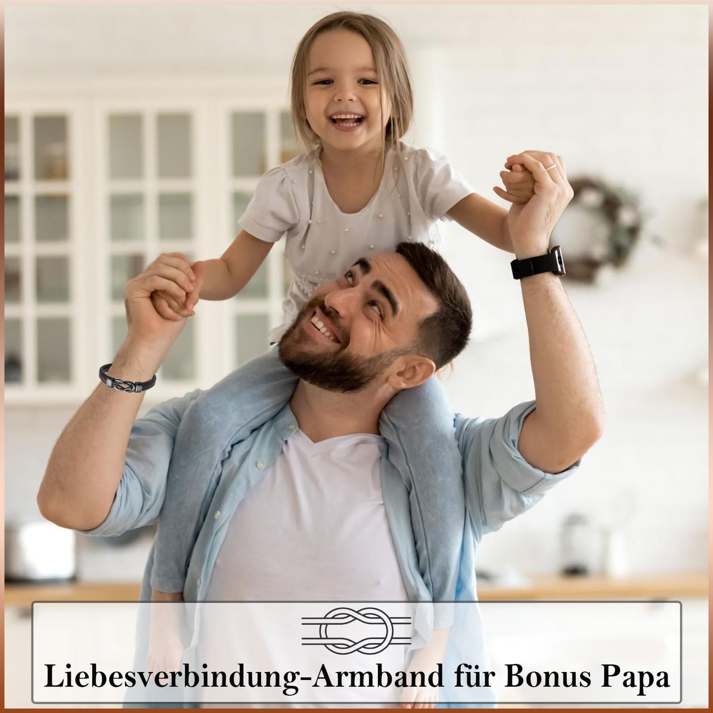 BONUS PAPA Lederarmband mit Gravur für Vater-Geschenke zum Vatertag, Geburtstag