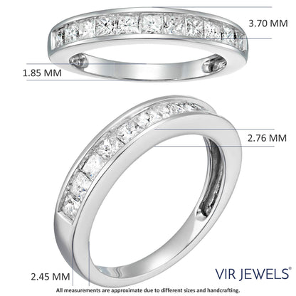 Vir Jewels Princess Cut 14K White Gold Diamond Ladies Ring: White/Crystal (J)