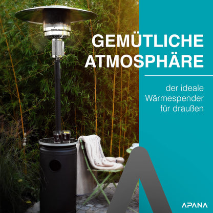 APANA 'Bellamente ONE' Gasheizstrahler (14kW) für Garten mit Transportrollen & Abschaltautomatik