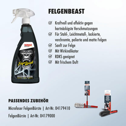 SONAX rim cleaner (1L) for all polished, chrome-plated and matt steel and alloy wheels