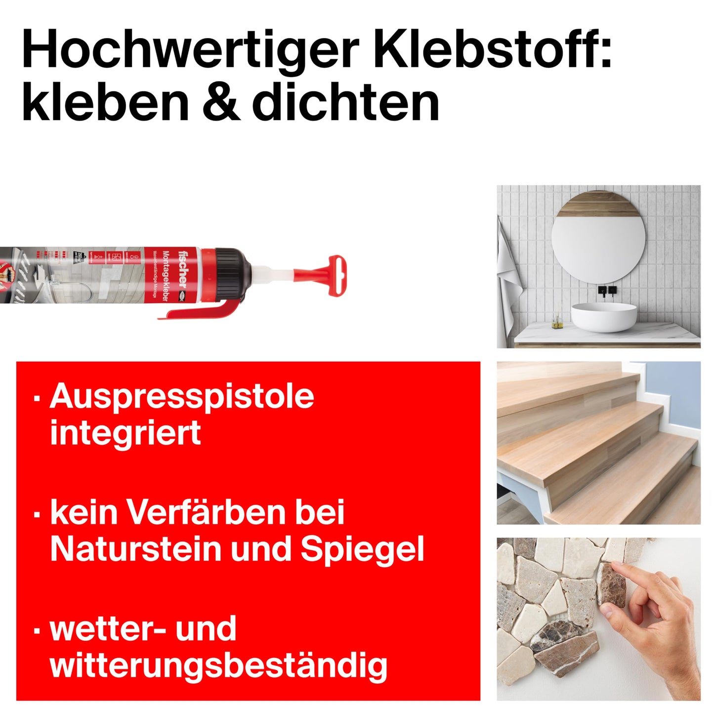 fischer mounting adhesive (Super Strong) for indoor and outdoor use | 300g: stone, concrete, enamel, ceramic, and much more...