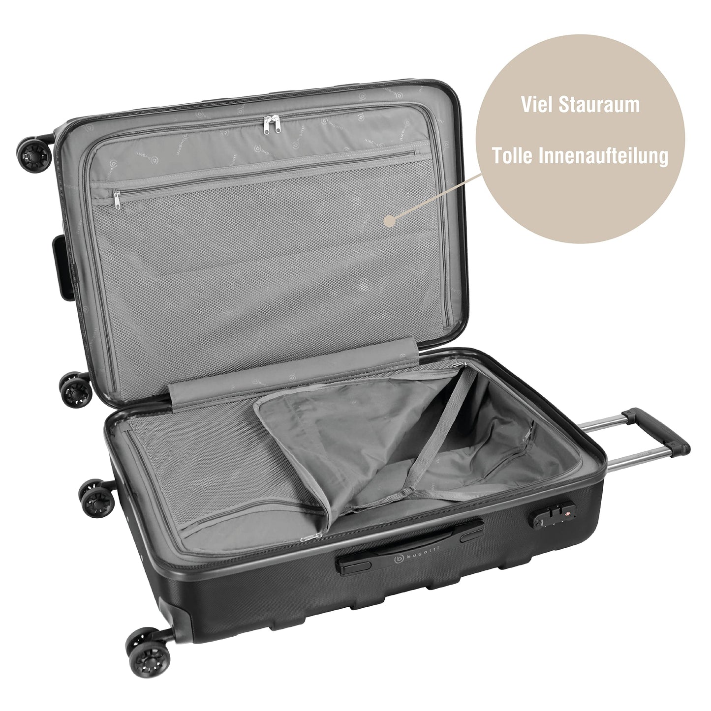 BUGATTI 'Galatea' hard-shell travel suitcase (96 liters) with TSA combination lock