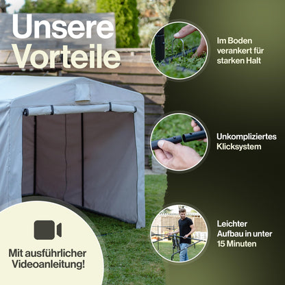 Silbergard Fahrradgarage mit extra Tiefe für E-Bikes: Wetterfest & Reißfest