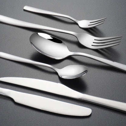 Deleca stainless steel cutlery set for 12 people (72 pieces): Dishwasher safe, silver table cutlery for home