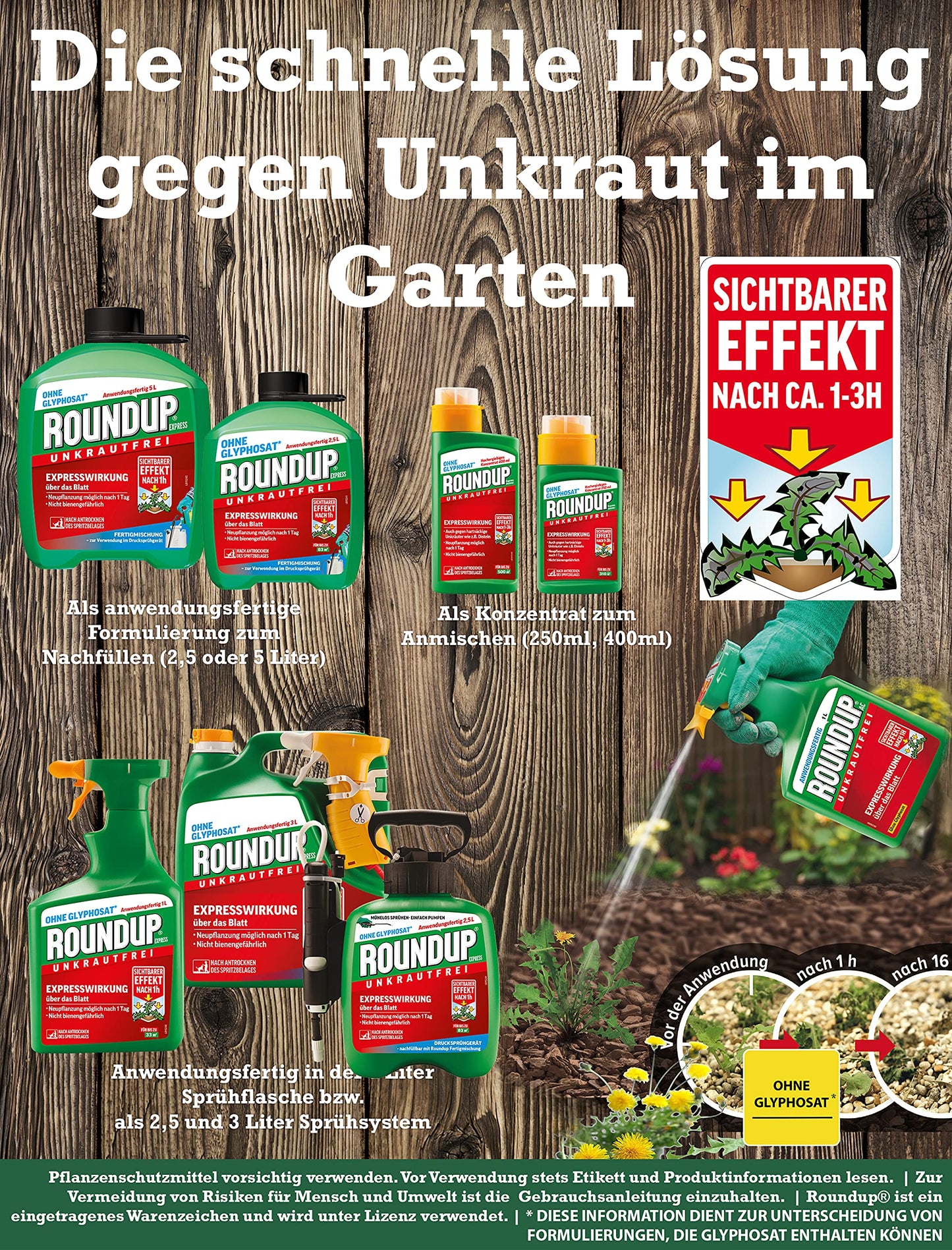 Roundup Unkrautfrei Express (5 Liter): Nachfüll-Kanister, Fertigmischung