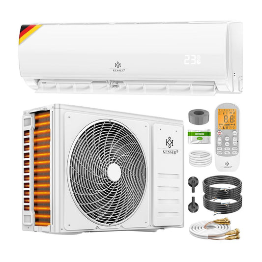 KESSER® 'Quick Connect' Split Klimaanlage-Set mit Heizfunktion: 12000BTU, 3,4kW, WiFi & App
