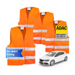 TK Group 4x Car Safety Vests in Orange (ISO20471): Reflective Breakdown Vest