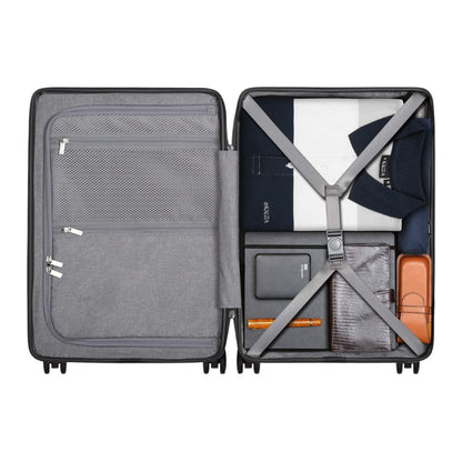 LEVEL8 Hartschalen-Reisekoffer mit USB & Front Laptopfach: TSA-Schloss (Schwarz)