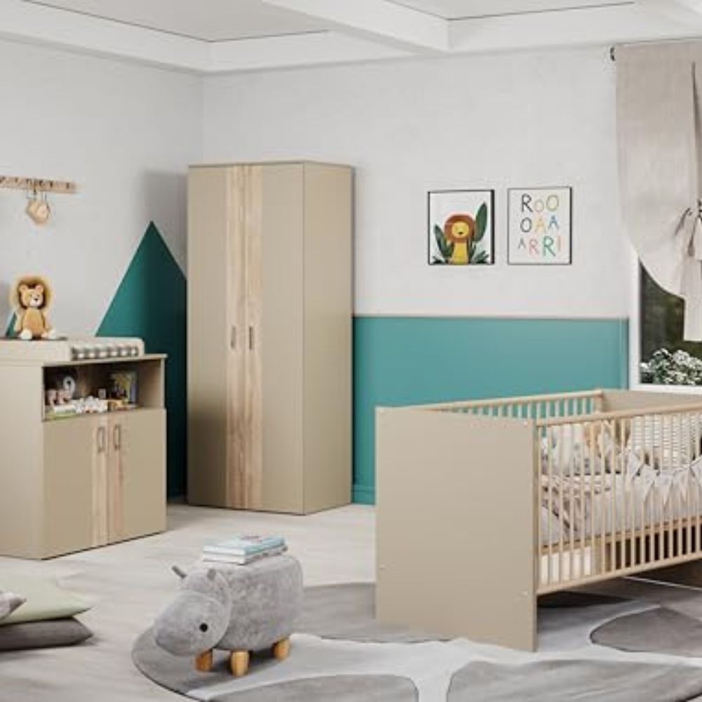 Baby room set 'BERRY' with triple slatted frame, changing table &amp; wardrobe