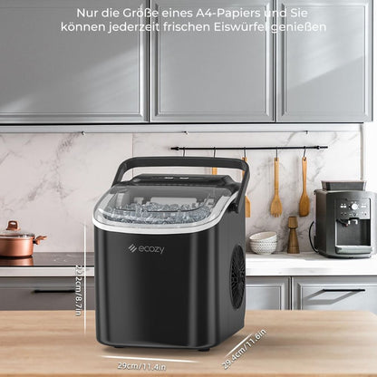 Self-cleaning ice cube machine (12 kg in 24 h): 2 ice cube sizes, ice cube maker for home