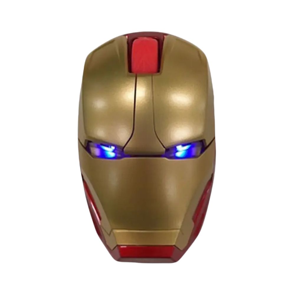 Iron Man Wireless-Maus: Ergonomisch, 2.4G USB Funk, LED-Licht, 1600DPI, leiser Klick, für PC, Laptop, MacBook (Gold-Matt)